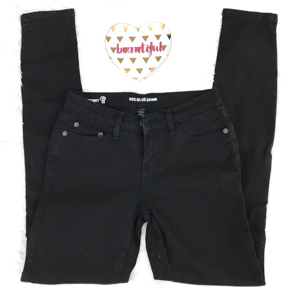 Red Blue Denim Dark Grey Skinny Jeans Size 1/2 - Picture 2 of 4